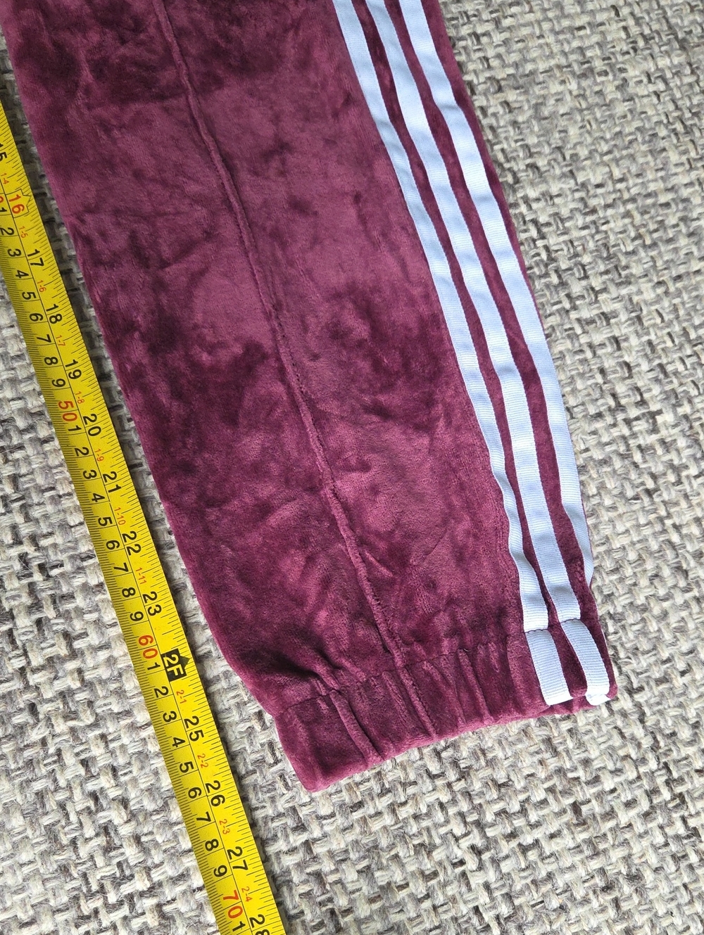 Adidas Originals Burgundy Velour Tracksuit Set Y2K 3 Stripe Jacket Pants M - Picture 12 of 16